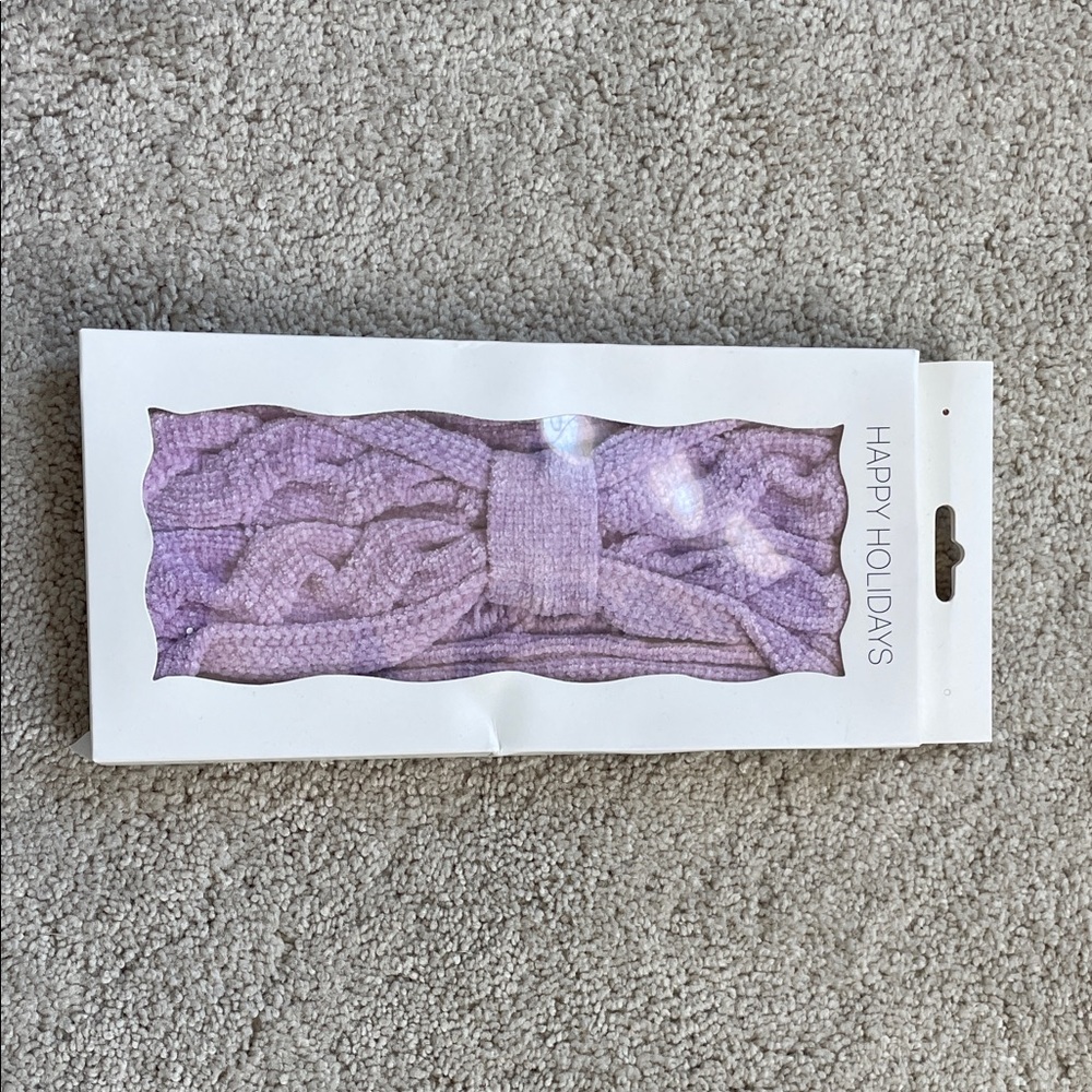 Purple Holiday Bow Knitted Headband